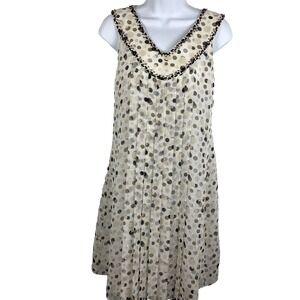 Adrianna Papell Tank Dress womens Size 4 Ivory lined sleeveless pleats Summer